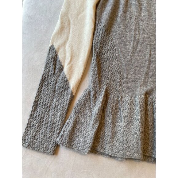 Cashmere Women's Soft Knit Peplum Sweater Gray & Cream Y2K Preppy Academia M - Picture 4 of 8